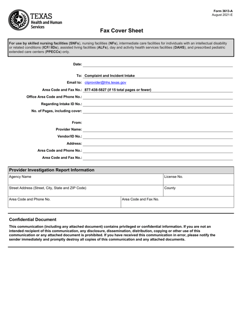 Form 3613-A  Printable Pdf