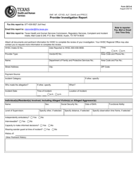 Form 3613-A Snf, Nf, Icf/Iid, Alf, Dahs and Ppecc Provider Investigation Report With Cover Sheet - Texas, Page 2