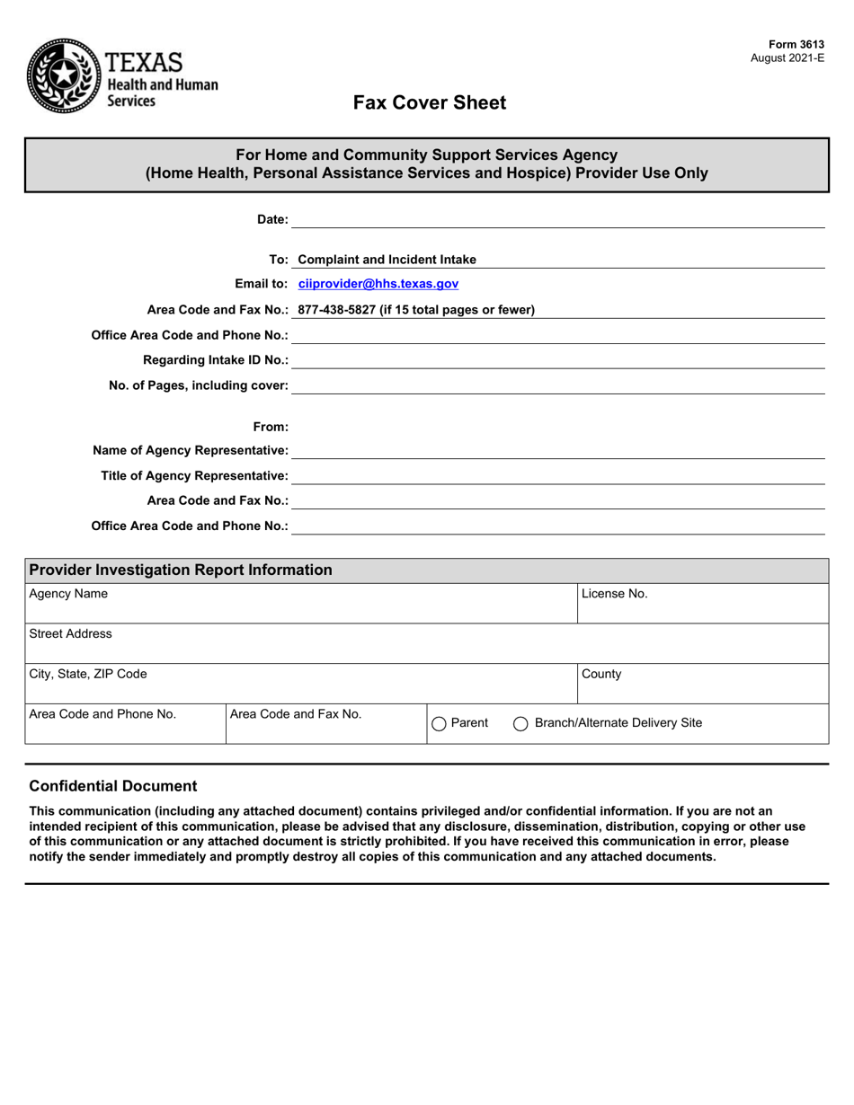 Form 3613 Download Fillable PDF or Fill Online Provider Investigation