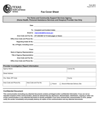 Form 3613 Provider Investigation Report With Fax Cover Sheet (Home Health, Hospice and Personal Assistance Services Provider Use Only) - Texas