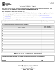 Document preview: Form 5500-MA Verification of Student Eligibility - Texas