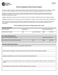 Form 2937 Child Care Regulation Waiver/Variance Request - Texas