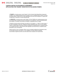 Document preview: Form IMM5321 Canada-United States-Mexico Agreement - Application for Trader/Investor Status (Work Permit) - Canada