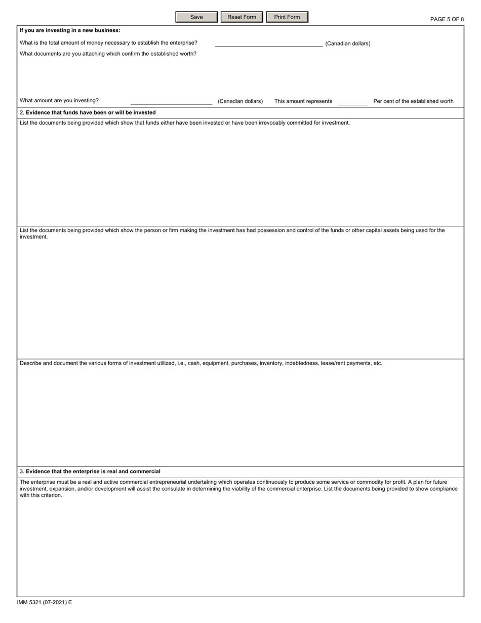 Form IMM5321 Canada-United States-Mexico Agreement - Application for Trader / Investor Status (Work Permit) - Canada, Page 5