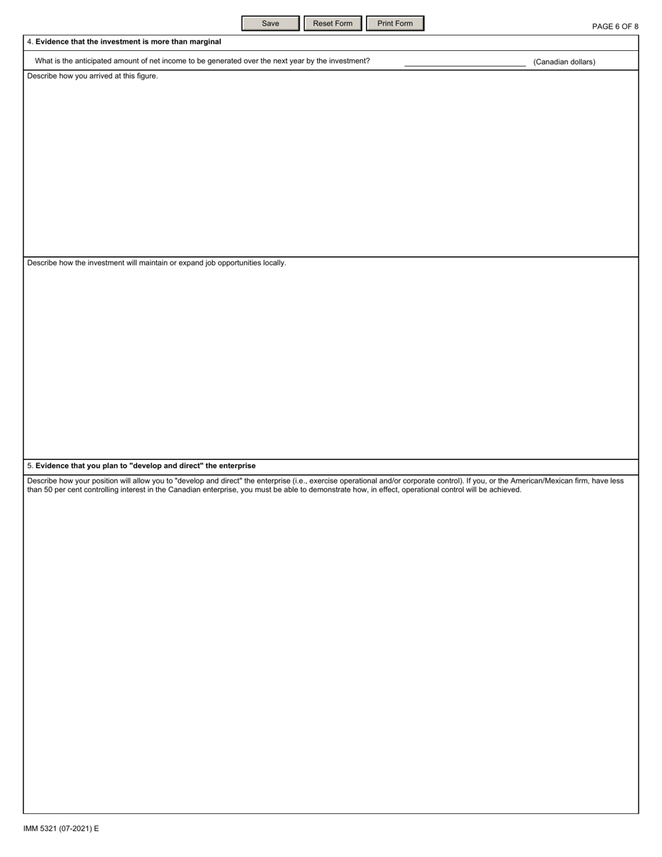 Form IMM5321 Canada-United States-Mexico Agreement - Application for Trader / Investor Status (Work Permit) - Canada, Page 6