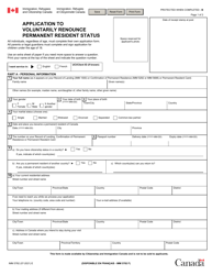Form IMM5782 &quot;Application to Voluntarily Renounce Permanent Resident Status&quot; - Canada