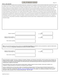 Form IMM5782 &quot;Application to Voluntarily Renounce Permanent Resident Status&quot; - Canada, Page 2