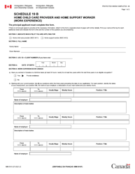 Document preview: Form IMM5910 Schedule 19B Home Child Care Provider or Home Support Worker - Work Experience - Canada