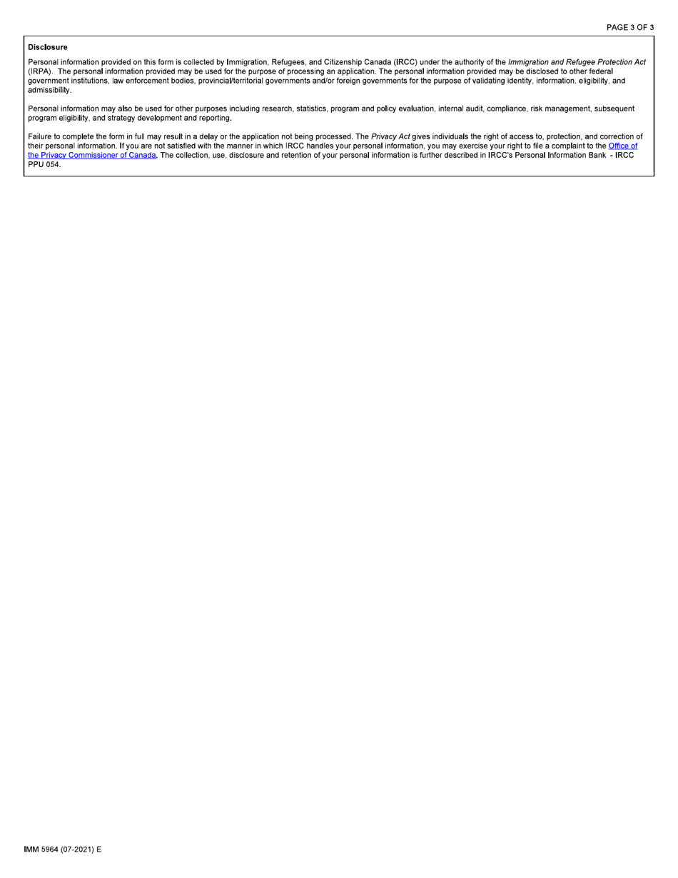 Form IMM5964 International Mobility Program Employer Compliance Voluntary Disclosure Form - Canada, Page 3