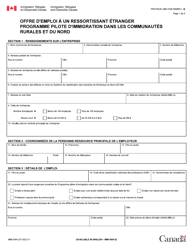Forme IMM5984 Offre D&#039;emploi Presentee a Un Ressortissant Etranger: Programme Pilote D&#039;immigration Dans Les Communautes Rurales Et Du Nord - Canada (French)