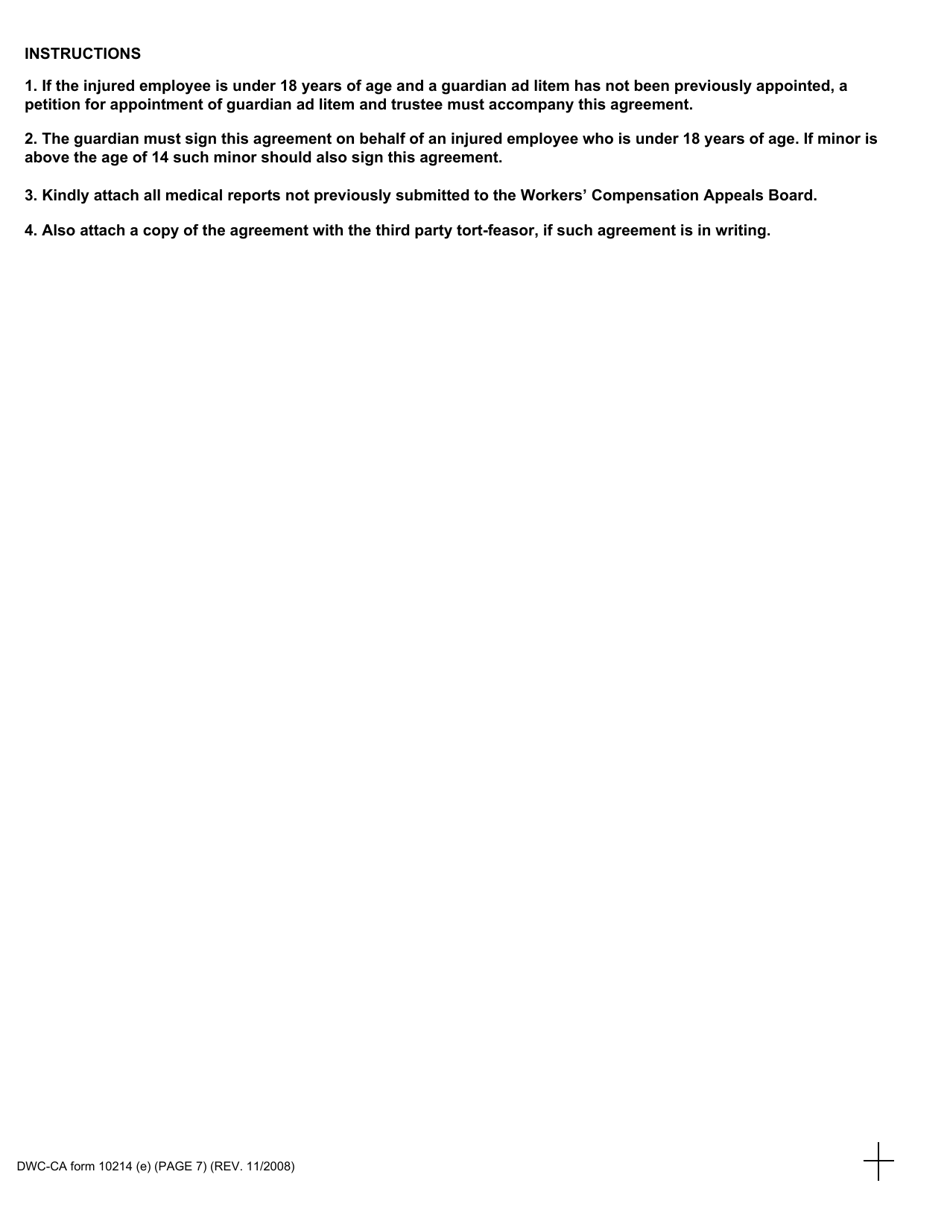 DWC-CA Form 10214(E) Third Party Compromise and Release - California, Page 7