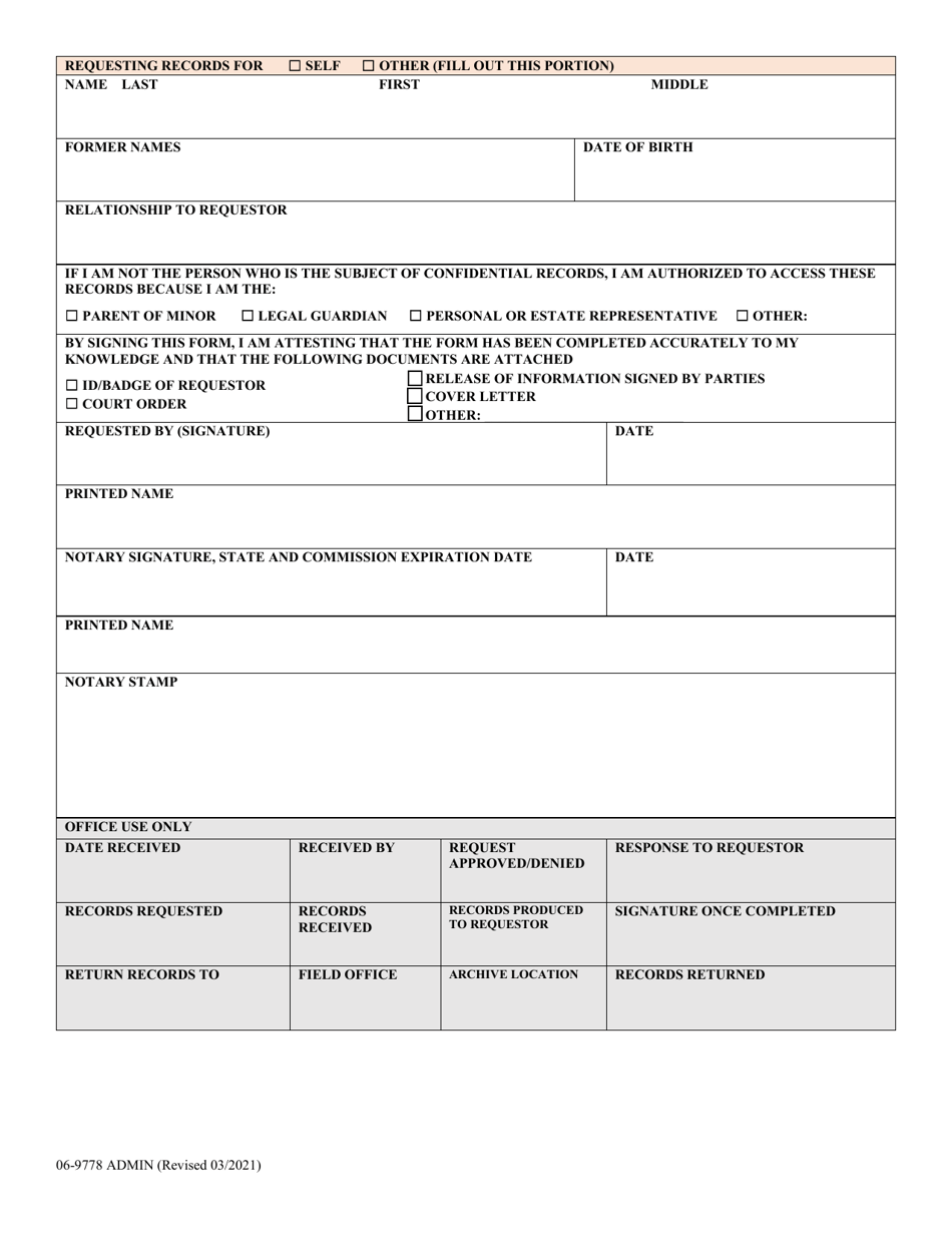 Form 06-9778 Download Fillable PDF or Fill Online Office of Children's ...