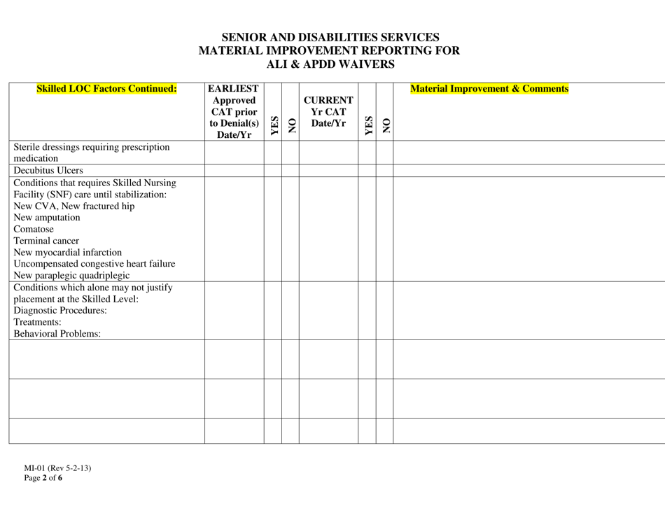 Form MI-01 Material Improvement Reporting for Ali  Apdd Waivers - Alaska, Page 2