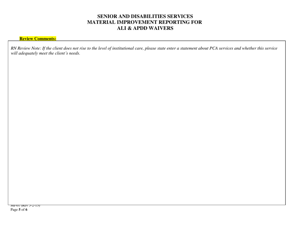 Form MI-01 Material Improvement Reporting for Ali  Apdd Waivers - Alaska, Page 5