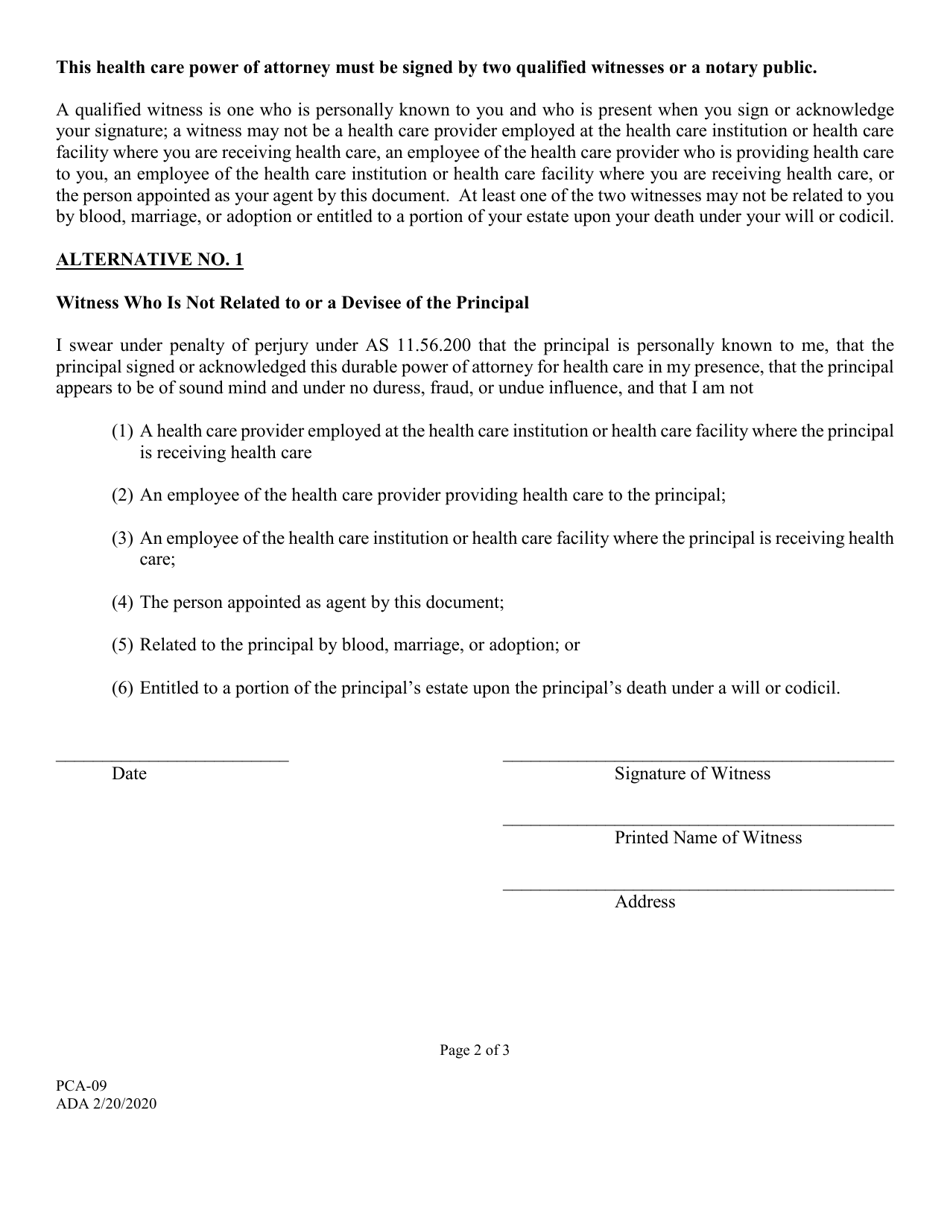 Form PCA-09 Limited Power of Attorney - Alaska, Page 2