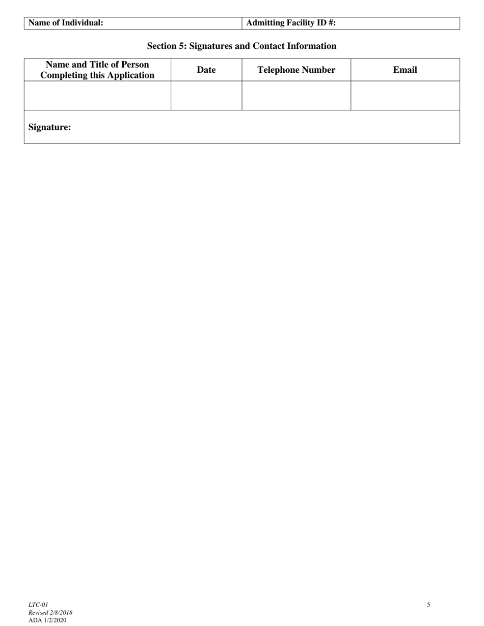 Form LTC-01 Long Term Care (Ltc) Facility Authorization Request - Alaska, Page 5