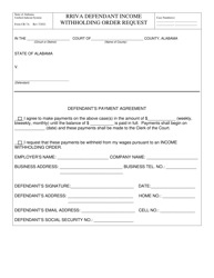 Document preview: Form CR-7A Rriva Defendant Income Withholding Order Request - Alabama