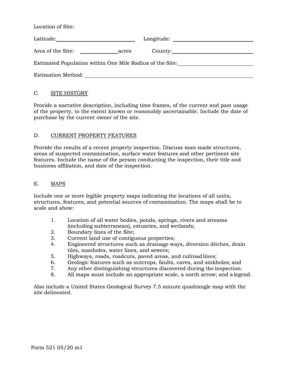ADEM Form 521 Application to Participate - Voluntary Cleanup Program - Alabama, Page 2