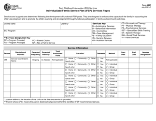 Form 4207 Individualized Family Service Plan (Ifsp) Services Pages - Texas