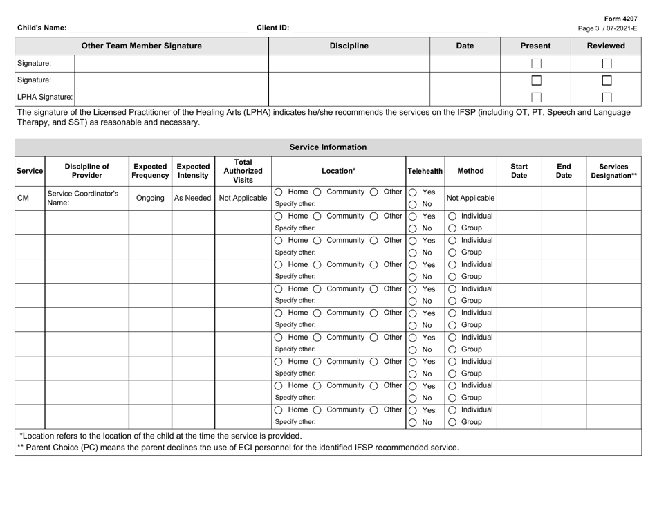 Form 4207 Individualized Family Service Plan (Ifsp) Services Pages - Texas, Page 3