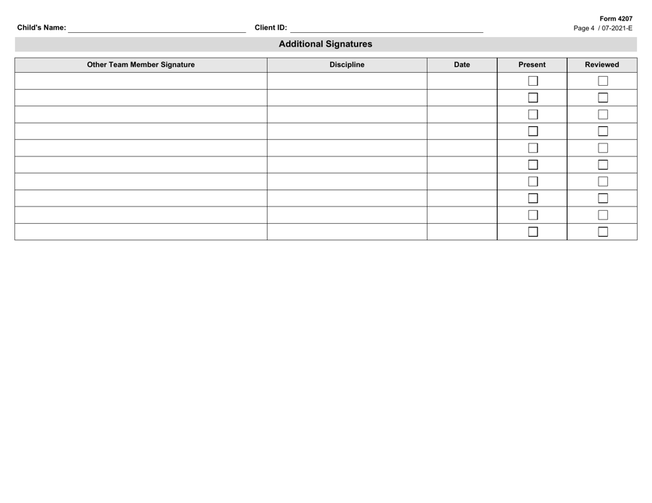 Form 4207 Individualized Family Service Plan (Ifsp) Services Pages - Texas, Page 4