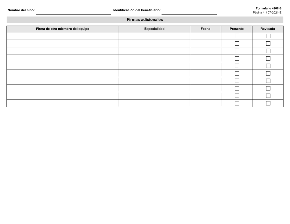 Formulario 4207-S Paginas Del Plan Individualizado De Servicios Para La Familia (Ifsp) - Texas (Spanish), Page 4