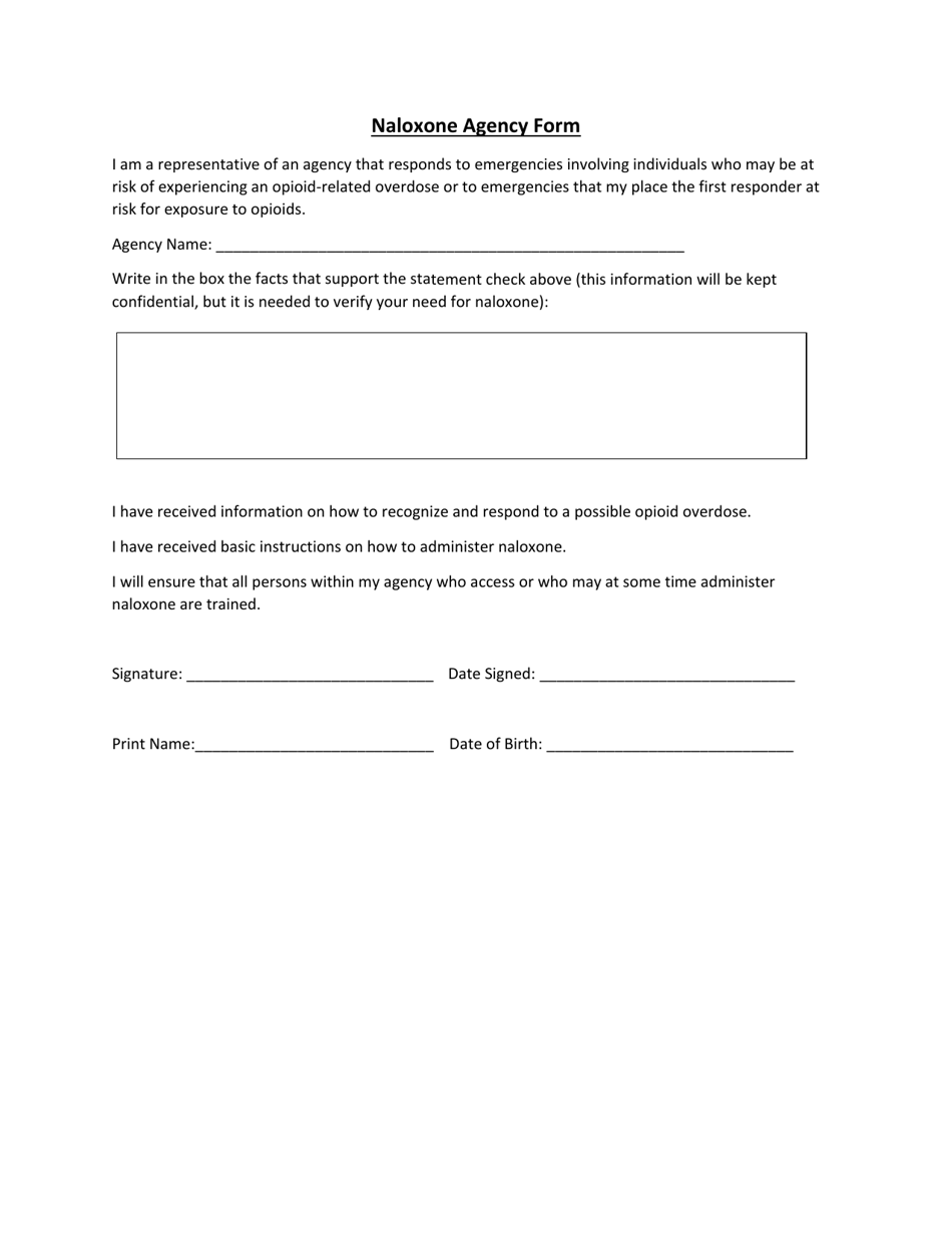 Naloxone Agency Form - Alabama, Page 1