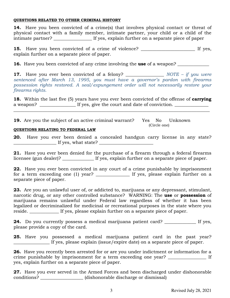 Concealed Handgun Carry License Firearms Safety Training Instructor Registration Application Form - Arkansas, Page 3