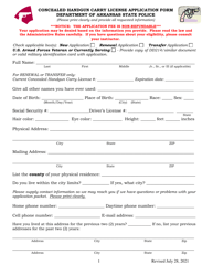 Concealed Handgun Carry License Application Form - Arkansas