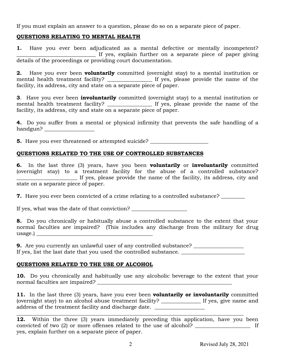Concealed Handgun Carry License Application Form - Arkansas, Page 2