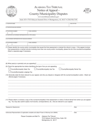 Form ATT-2 &quot;Notice of Appeal - County/Municipality Disputes&quot; - Alabama