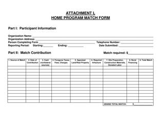 Document preview: Attachment L Home Program Match Form - Arkansas