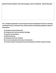 Arkansas Venture Development Fund Application - Arkansas, Page 2