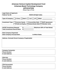 Document preview: Arkansas-Based Technology Company Application - Arkansas