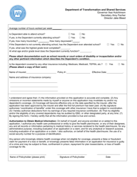 Application for Continuation of Insurance Due to Incapacity - Arkansas, Page 2
