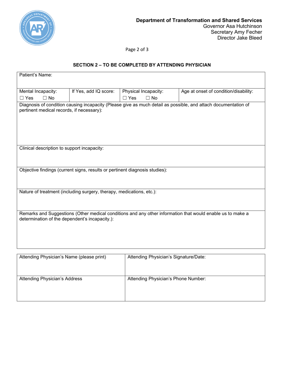 Application for Continuation of Insurance Due to Incapacity - Arkansas, Page 3