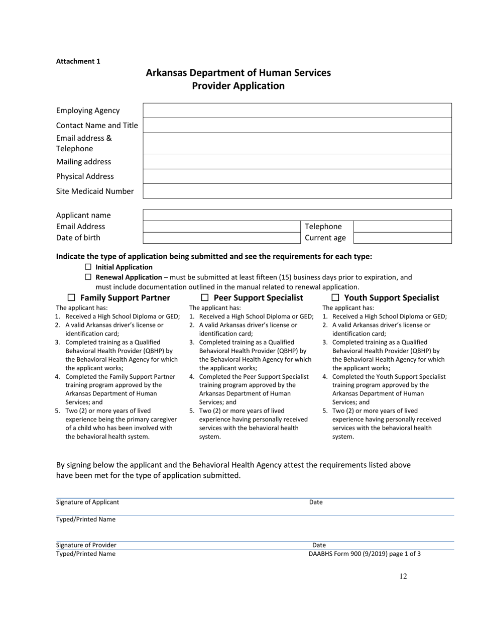 DAABHS Form 900 Attachment 1 Family Support Partner / Peer Support Specialist / Youth Support Specialist Standards Provider Application - Arkansas, Page 12