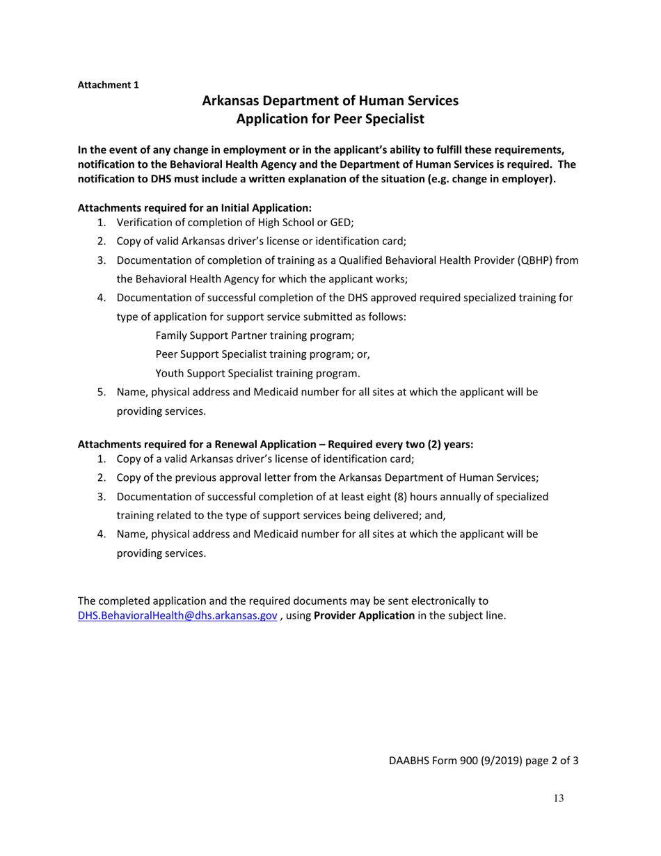 DAABHS Form 900 Attachment 1 Family Support Partner / Peer Support Specialist / Youth Support Specialist Standards Provider Application - Arkansas, Page 13