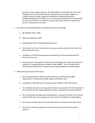 DAABHS Form 900 Attachment 1 Family Support Partner/Peer Support Specialist/Youth Support Specialist Standards Provider Application - Arkansas, Page 4