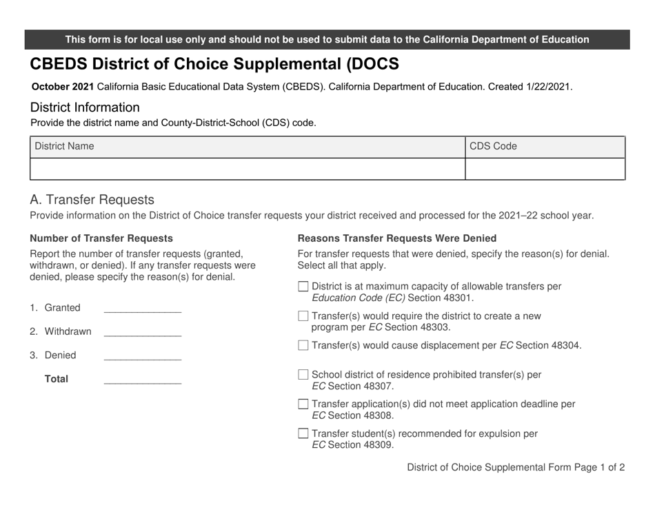 Cbeds District of Choice Supplemental (Docs) - California, Page 1