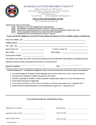 Form HS2 &quot;Application for Hardship License&quot; - Alabama