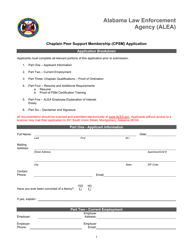 Chaplain Peer Support Membership (Cpsm) Application - Alabama