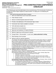 DCM Form B-8 &quot;Pre-construction Conference Checklist&quot; - Alabama