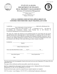 Document preview: Annual Certification of Non-applicability of Construction Industry Craft Training (Cict) Fee - Alabama