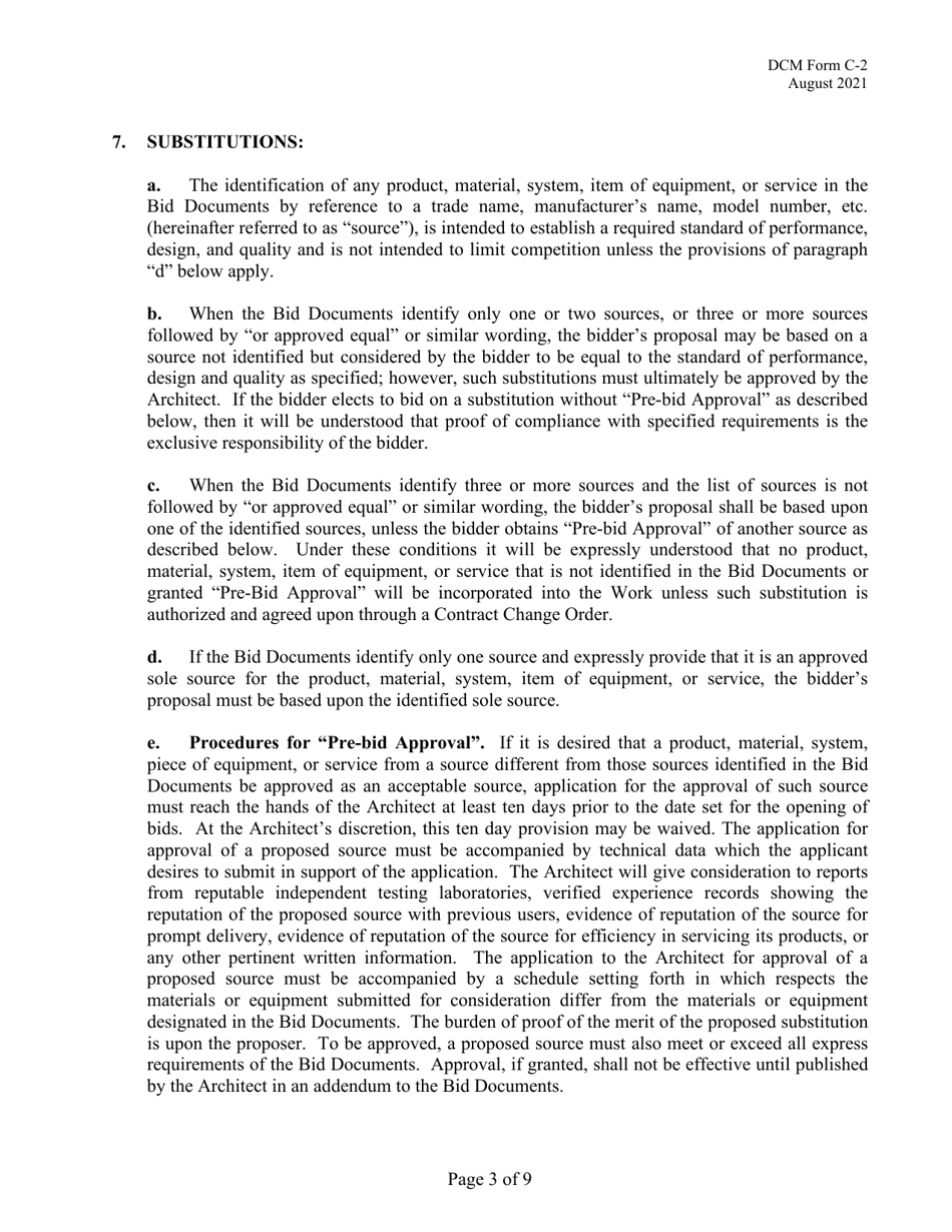 DCM Form C-2 Instructions to Bidders - Alabama, Page 3