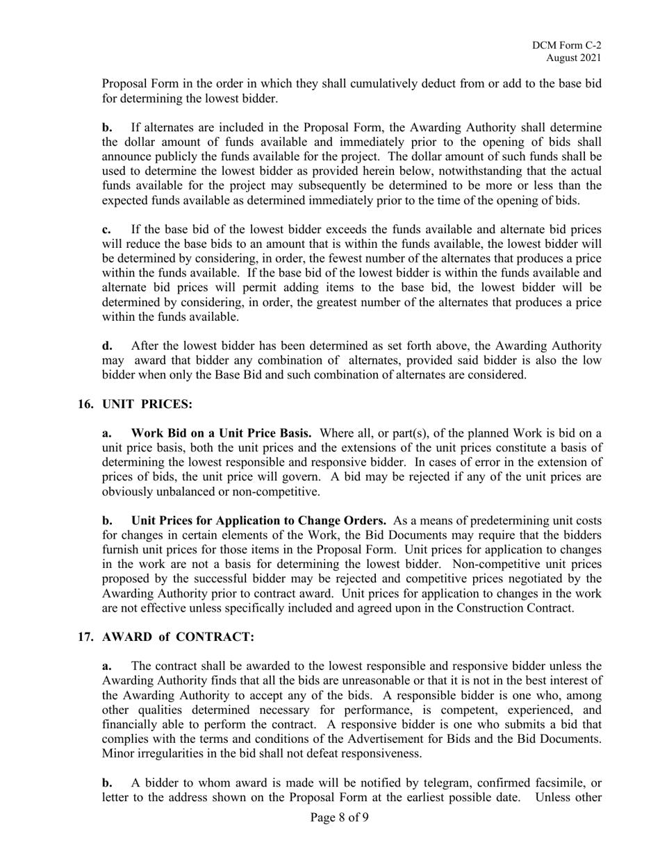 DCM Form C-2 Instructions to Bidders - Alabama, Page 8