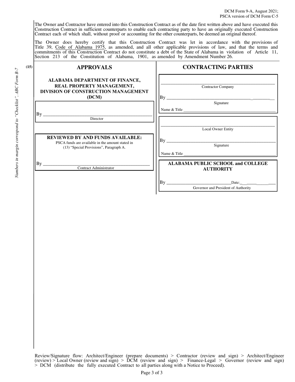 DCM Form 9-A Construction Contract - Alabama, Page 3