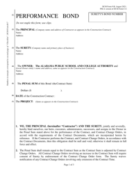 Document preview: DCM Form 9-B Performance Bond - Alabama