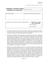 Document preview: DCM Form C-9 General Contractor's Roofing Guarantee - Alabama