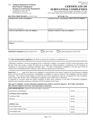 DCM Form C-13 &quot;Certificate of Substantial Completion&quot; - Alabama